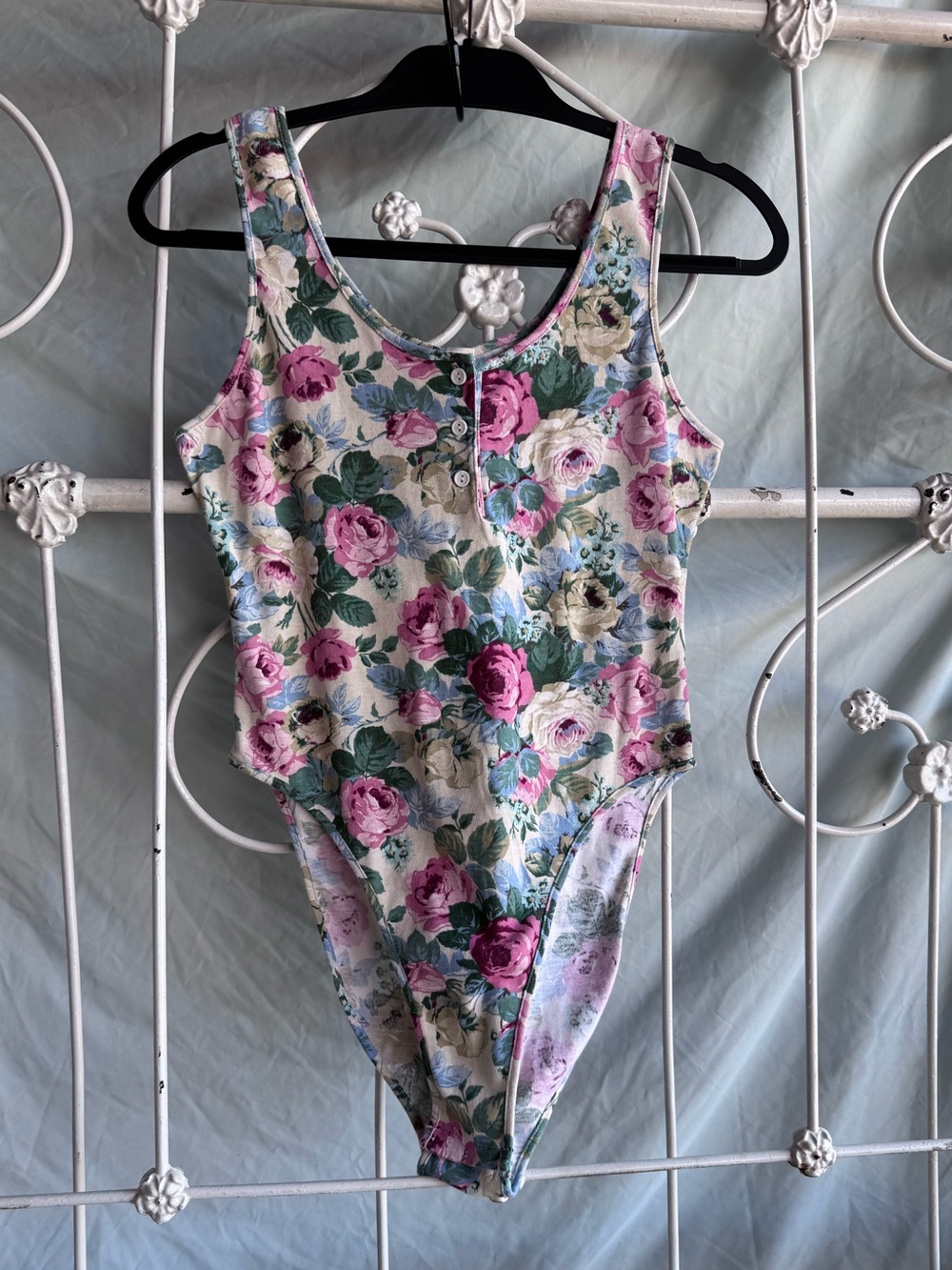 Vintage 80s/90s Victoria’s Secret Floral Teddy Bodysuit Gold Label Era Made USA
